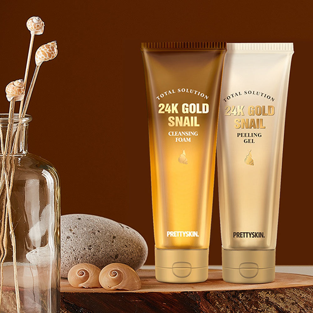 24K GOLD 洗顔料 & スネイルピーリングジェル & マスクセット トータルソリューション 24K ゴールドスネイル クレンジングフォーム